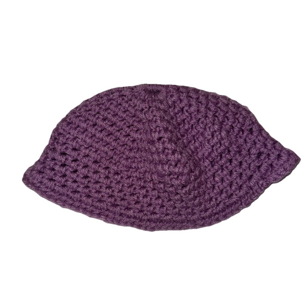 Purple Crochet Granny Stitch Bucket Hat - Handmade Skull Cap Kids 3-10